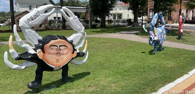 Downtown crab statues.