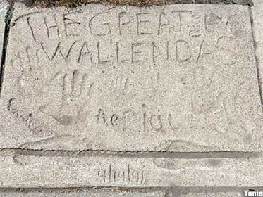 Sidewalk prints of the Great Wallendas.