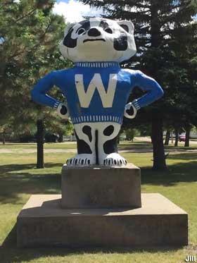 Badger mascot statue.