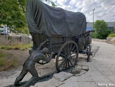 Wagon sculpture.