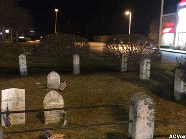 Grave in a fast food lot.