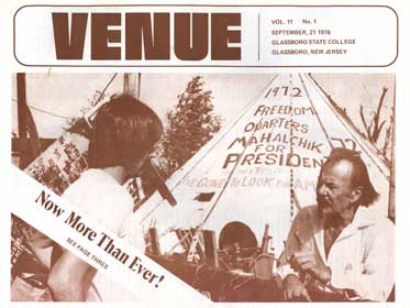 Mr. Freedom makes his campaign pitch. (Venue magazine, 1976)