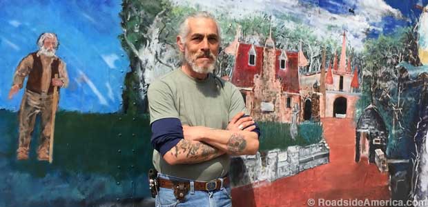 Jeff Tirante and the Palace mural.