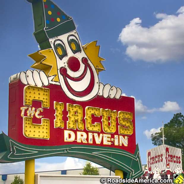 Circus Drive In clown sign.