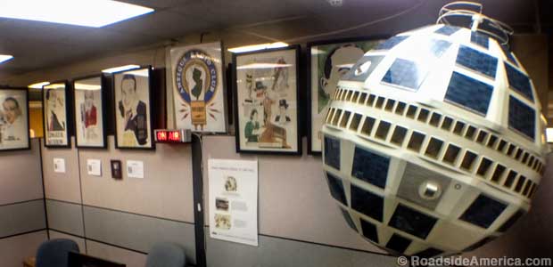 The Radio Technology Museum displays a model of early telecommunications satellite Telstar.