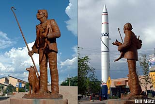 Shepherd statue and Redstone missile.