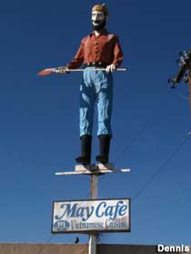 Bunyan statue at Mays Cafe.