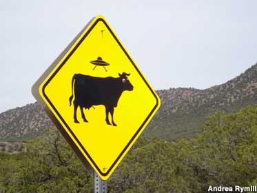 UFO Cattle Crossing sign.