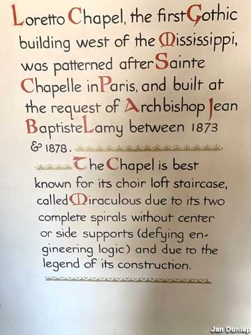 Sign about the chapel and stairs.