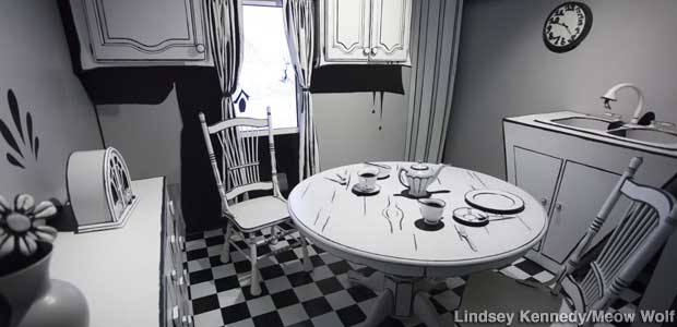 Tim Burtonesque kitchen in the House of Eternal Return.