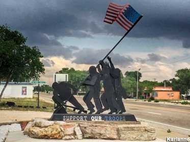 Metal cutout Iwo Jima.