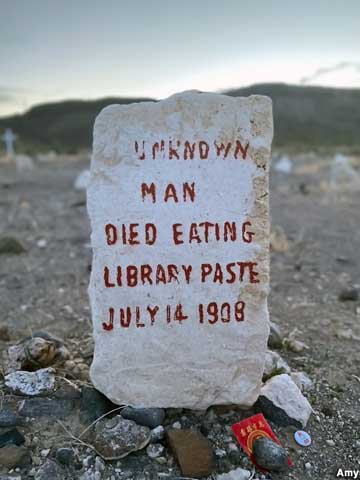 Grave of man who died after eating library paste.