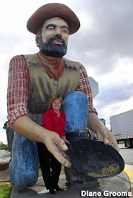 Big prospector statue.