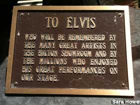 Plaque at the base of the Elvis statue.