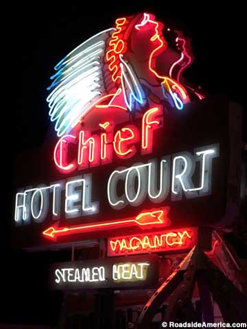 Chief Hotel Court neon sign ~1940.