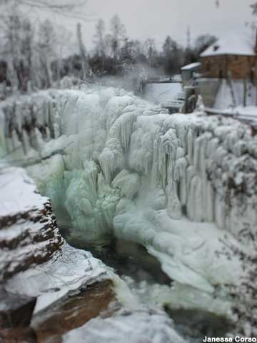 Ausable Chasm, iced over in winter.