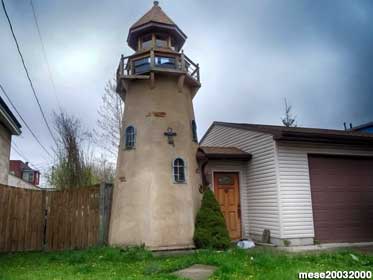Lighthouse on a house.