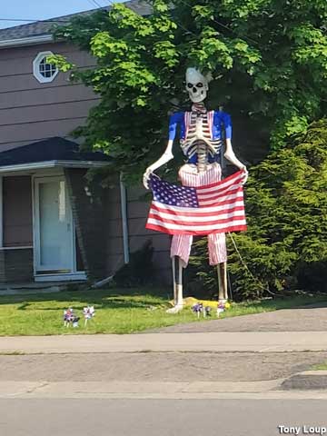 Boris the skeleton on patriotic holiday.
