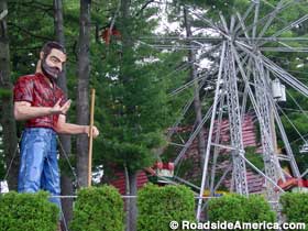 Paul Bunyan statue and ferris wheel.
