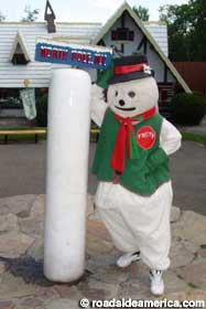 Frosty the Snowman at the pole.