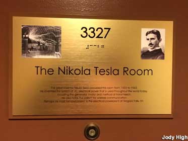 Tesla Room plaque.