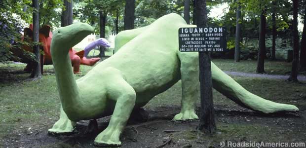 Iguanodon statue.