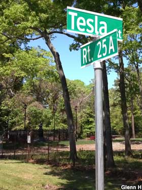 Tesla Street sign.