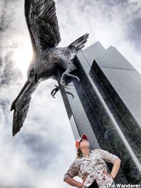 Falcon statue.