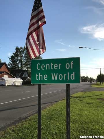Highway sign for Center of the World.