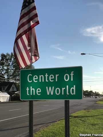 Highway sign for Center of the World.