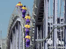 Purple People bridge climbers.