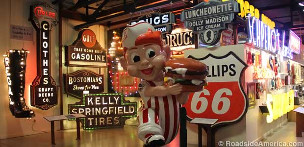 1960s Big Boy. On his left are early signs from before the age of neon.