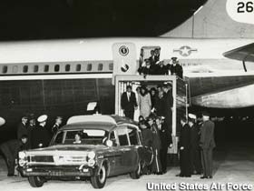Unloading the casket from Air Force One.