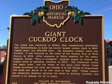 Giant Cuckoo Clock historical marker.