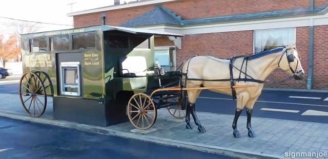 ATM horse and wagon.