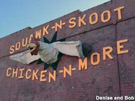 Squawk-N-Skoot chicken sign.