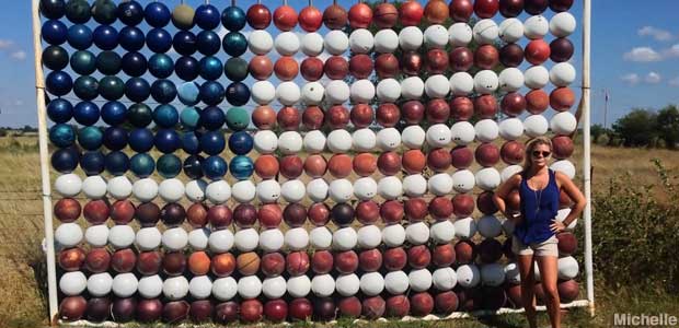 American Flag in Bowling Balls.