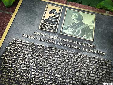 Woody Guthrie plaque.
