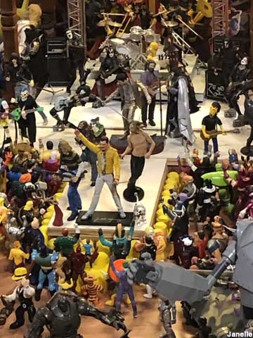 Action figure rock concert.