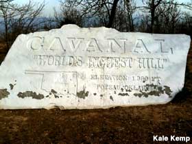 Cavanal - World's Highest Hill marker.