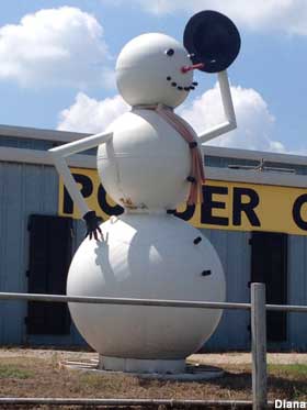 Junk art snowman.