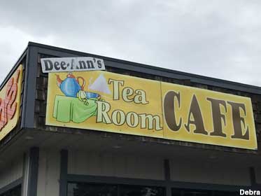Tea Room Cafe sign.