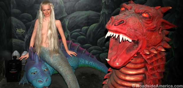 Daryl Hannah with weird bangs matches wits with a sea monster.