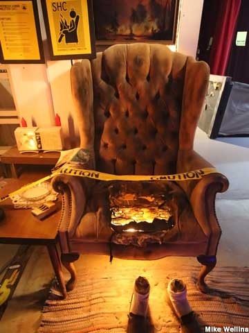Mary Reeser's chair and feet.