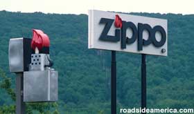 Lighter parking lot lights at Zippo HQ