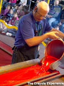 Demonstration of crayon manufacturing.