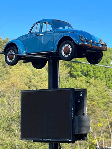 Two-Way Volkswagen on a Pole.