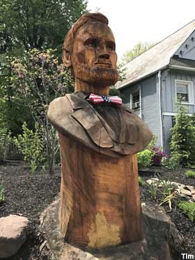 Abe Lincoln carving.