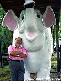 Mr. Ed and elephant statue.