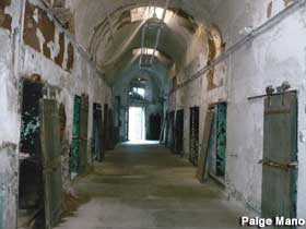 Prison cell block corridor.